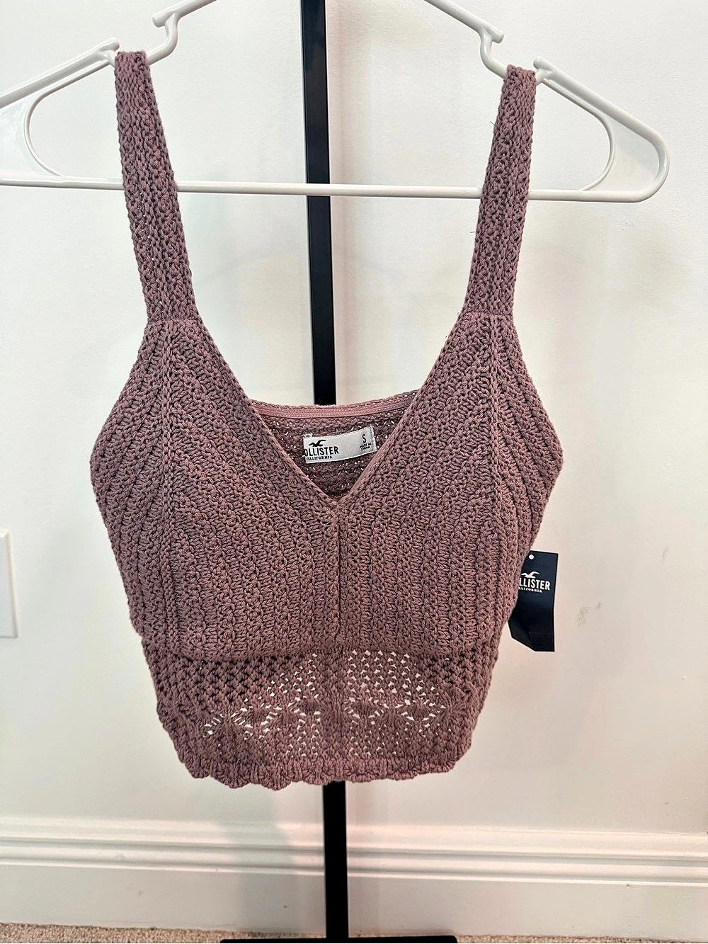 NWT Hollister Crochet Knit Tank Top in Light Purple- S